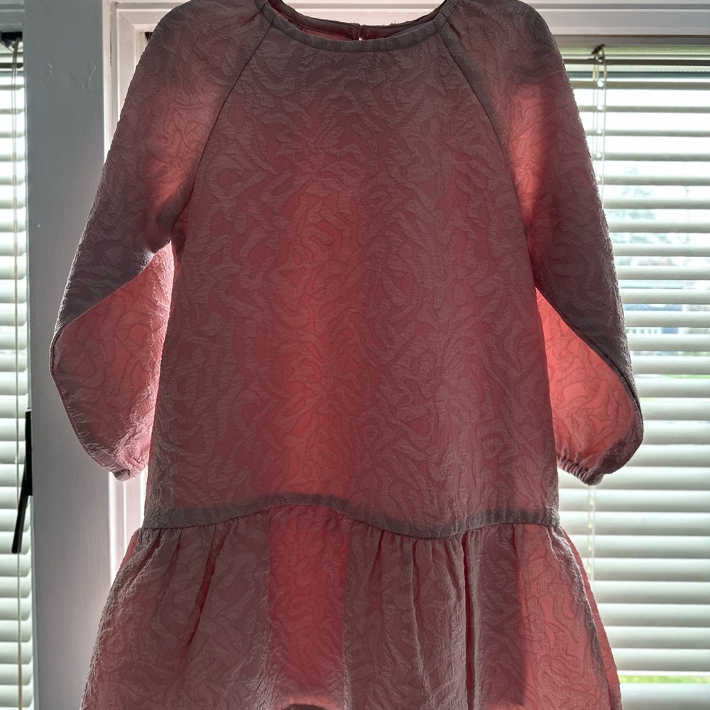Pink Textured Long Sleeve Dress